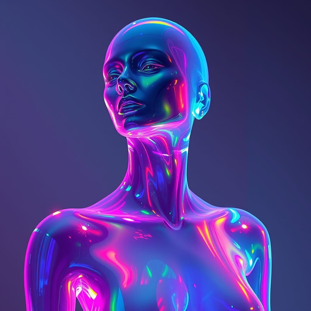 Transparent woman humanoide Light Through a Prism