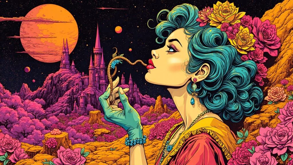 Dark Humorous Cartoon in the Style of Philippe Caza