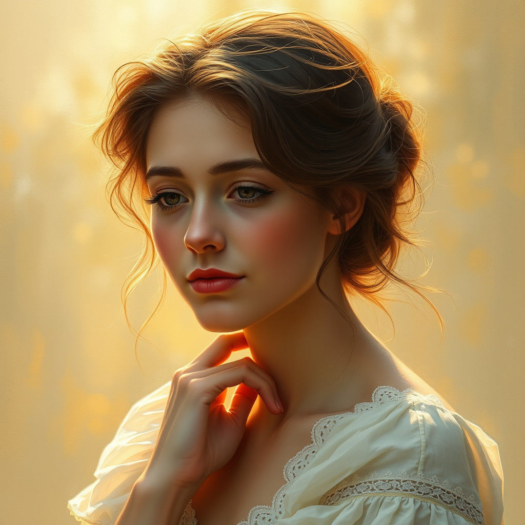 Romantic Portrait of Young Woman in Renaissance Style