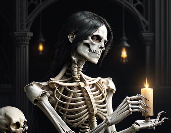 Furry Skeleton Cleans Bones in Dark Fantasy Workshop