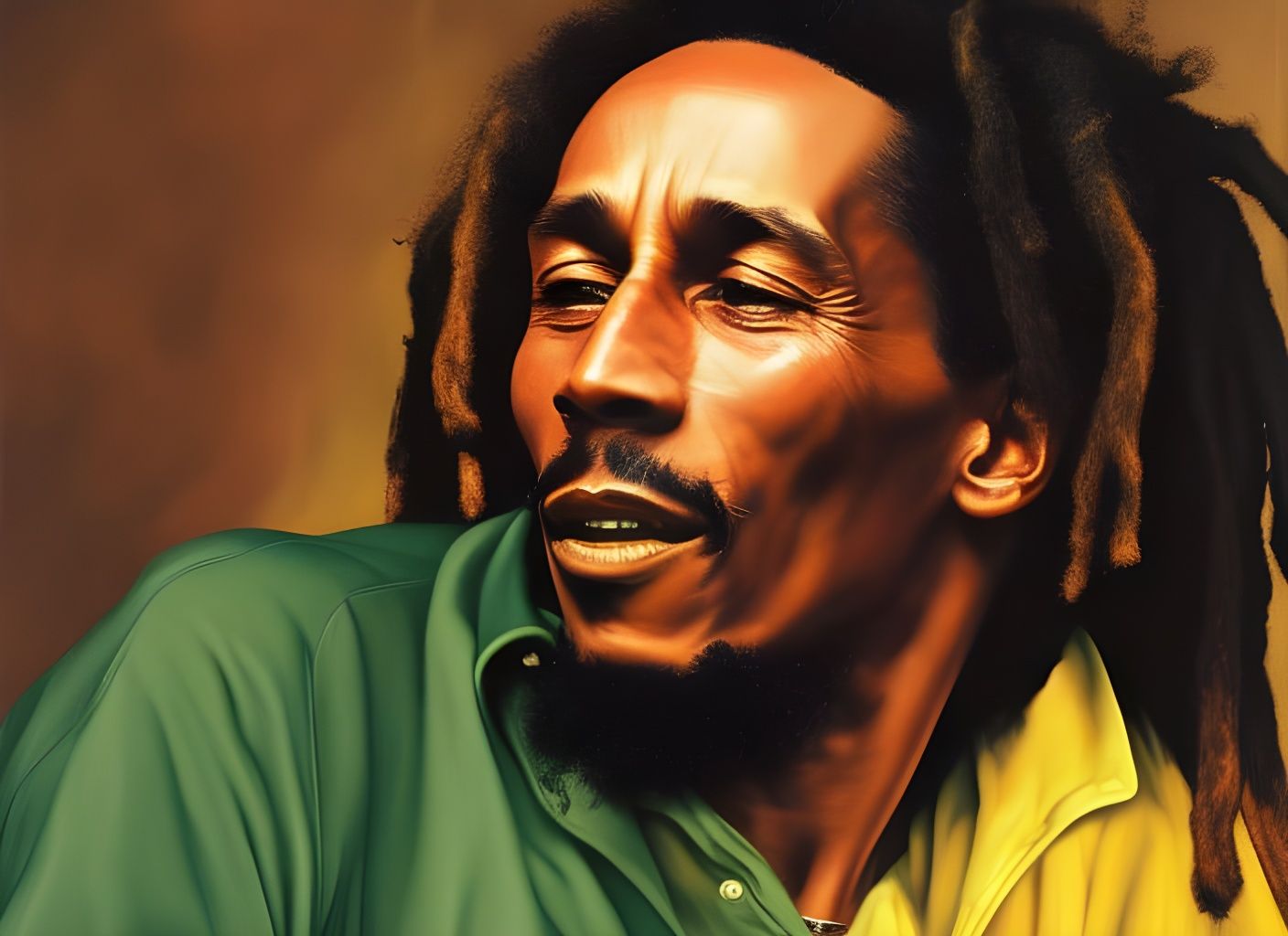Detailed Digital Portrait of Bob Marley in Airbrush Style