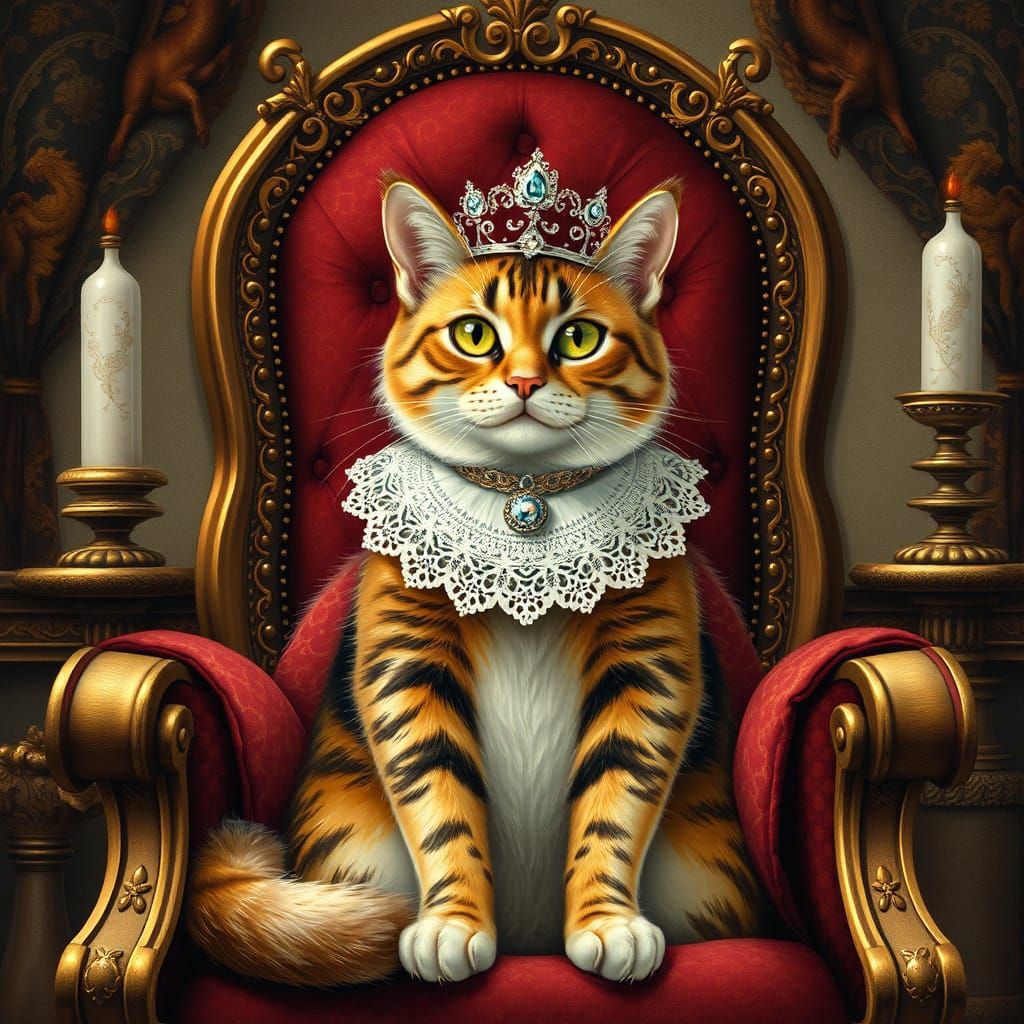 Regal Feline Royalty in Opulent Victorian Style