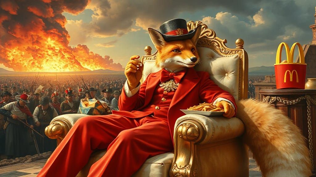 Fox as Uncle Sam in Maximalist Style