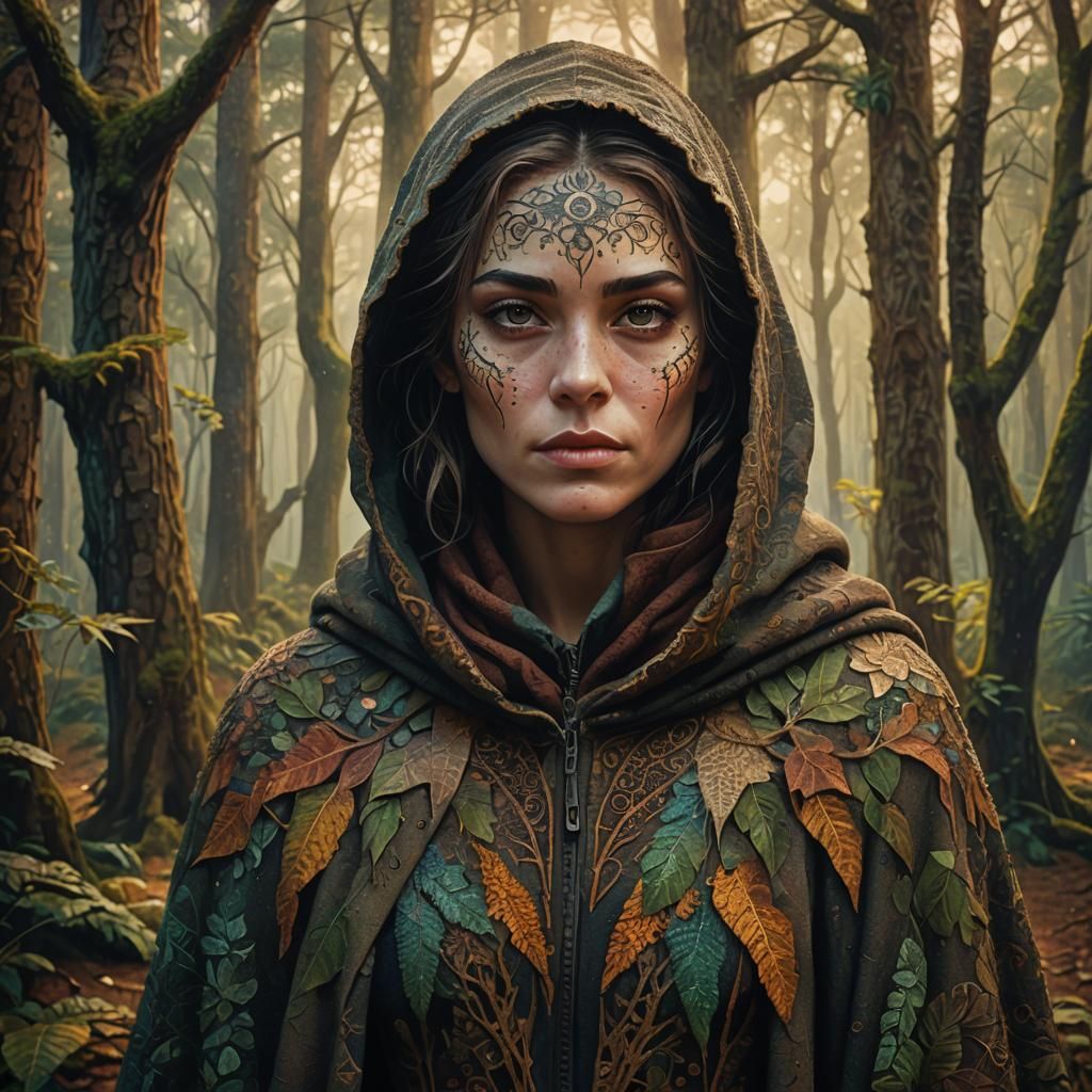 Pointillist Fantasy Portrait in Ethereal Style