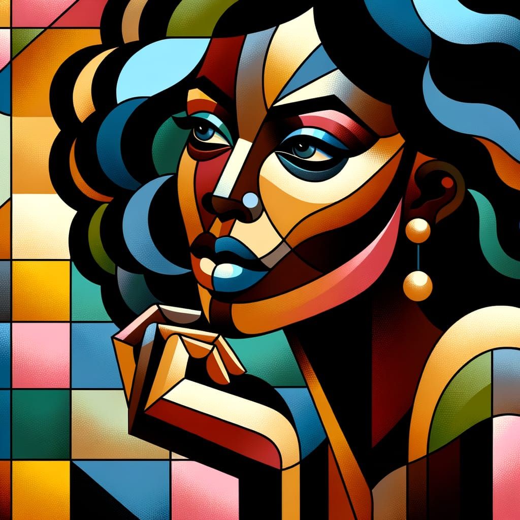 Surrealist Cubist De Stijl Portrait of a Black Woman