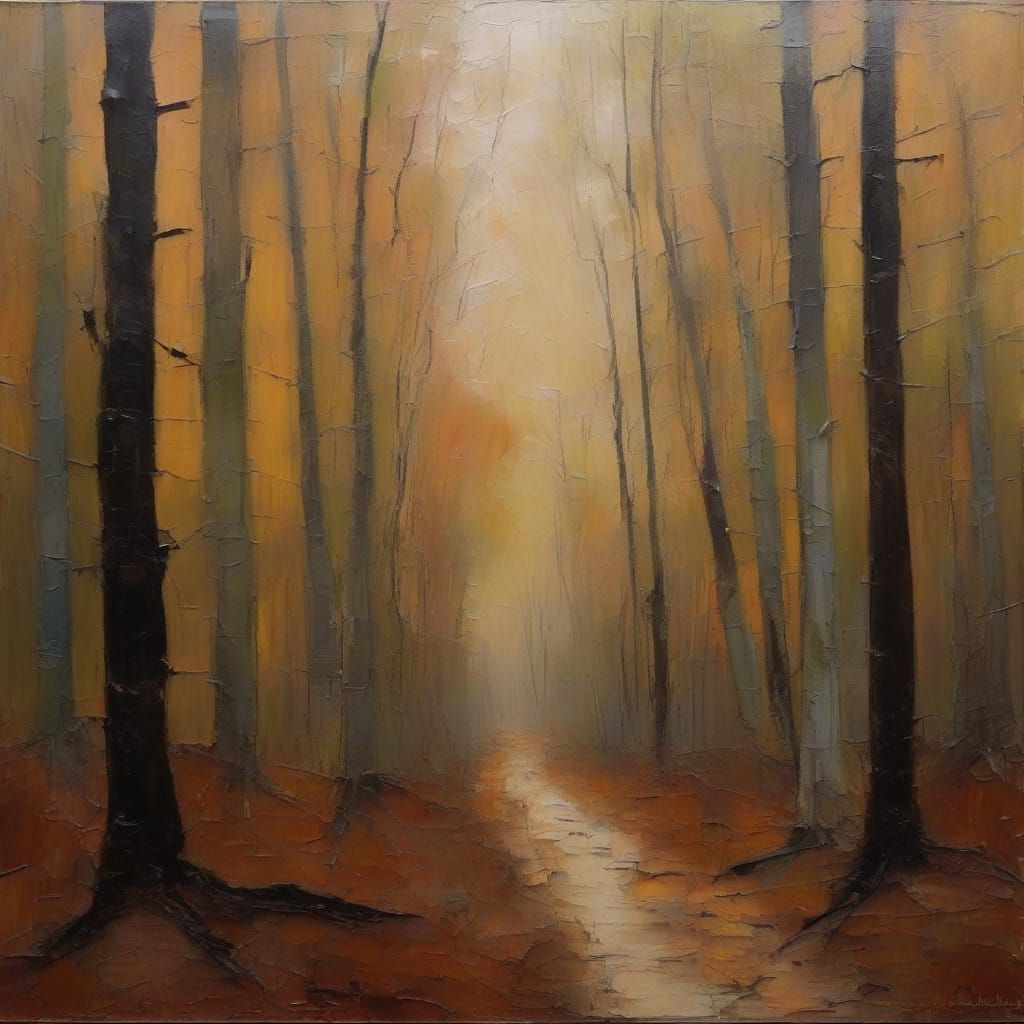 Man Walks Lifeless Path: Abstract Expressionism