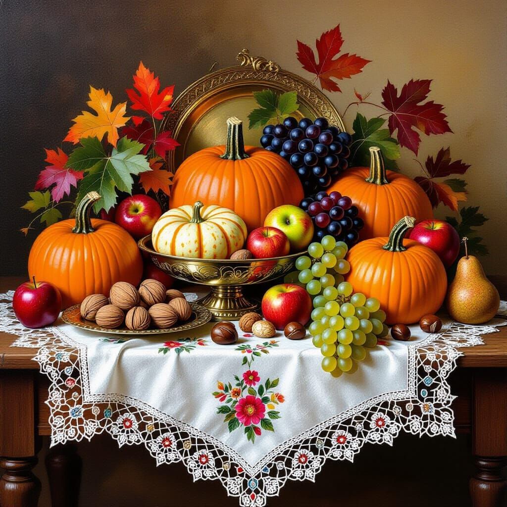 Harvest Table Setting in Old Masters Style