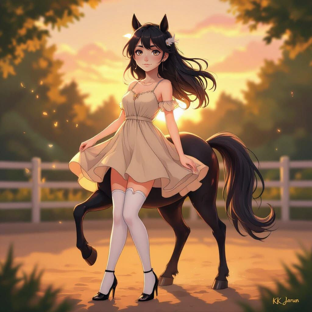 Magical Centaur Girl Lucija at Sunset Riding Arena