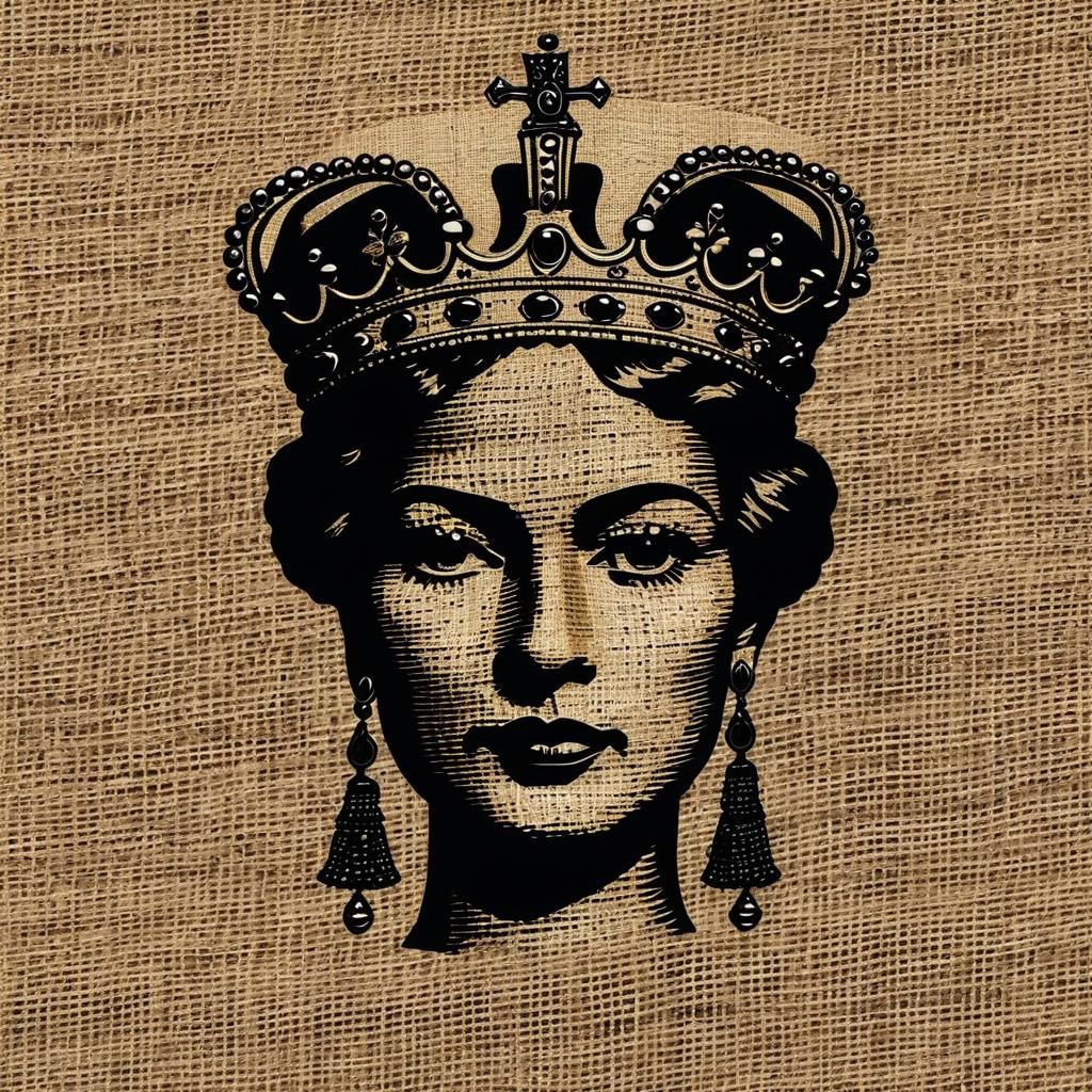Hessian Texture Queen Face Portrait