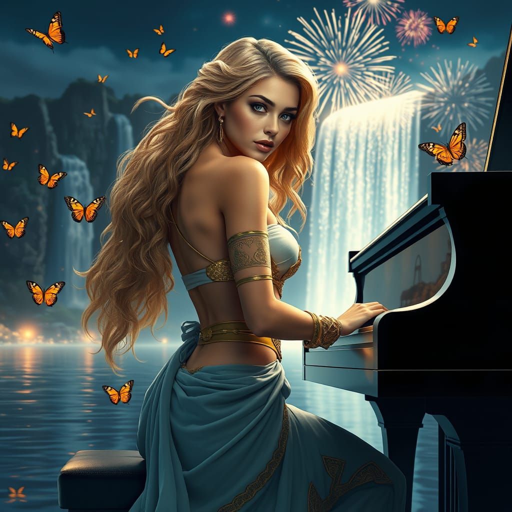 Digital Fantasy Goddess Unveiled in Golden Splendor
