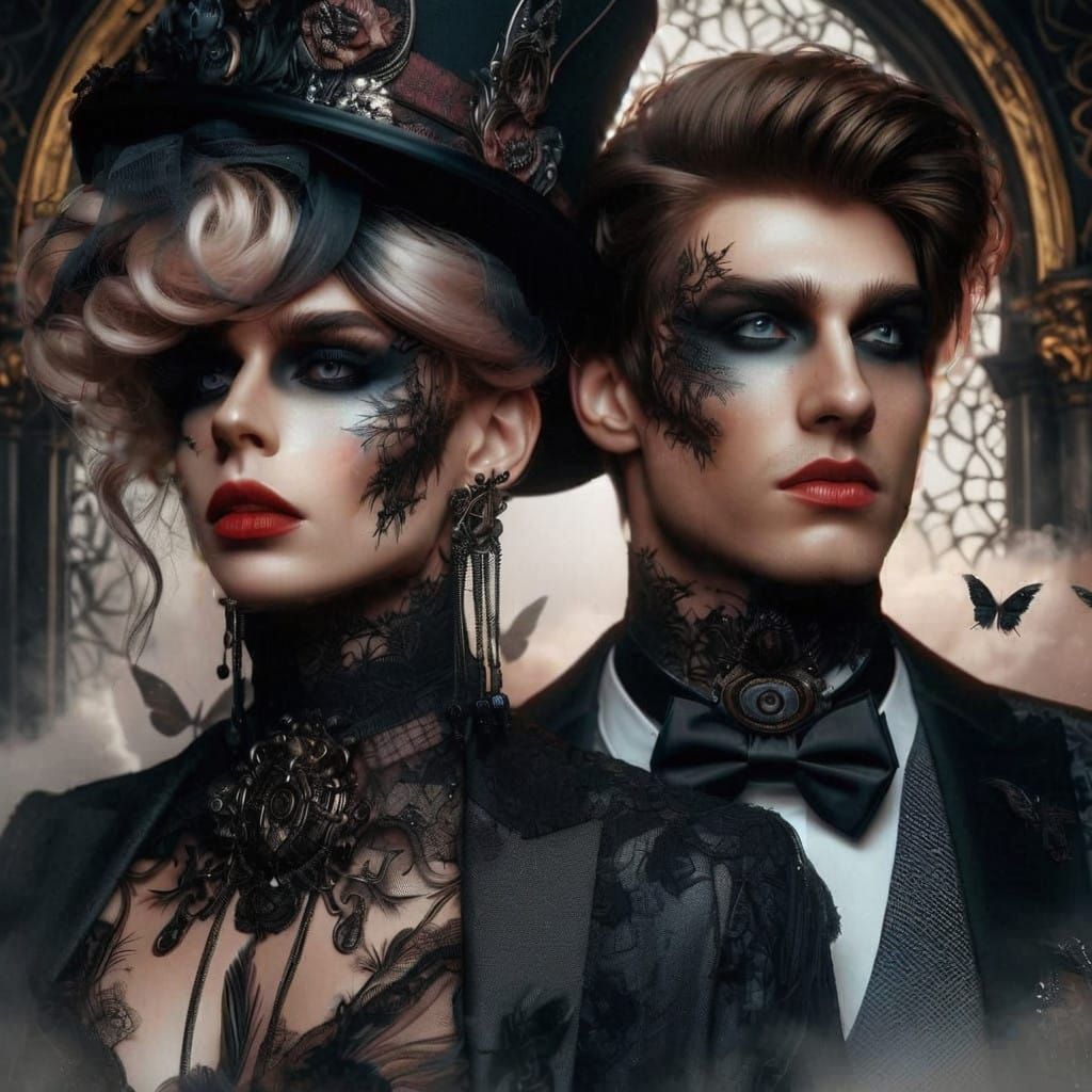 Ethereal Gothic Lovers in Luxurious Attire