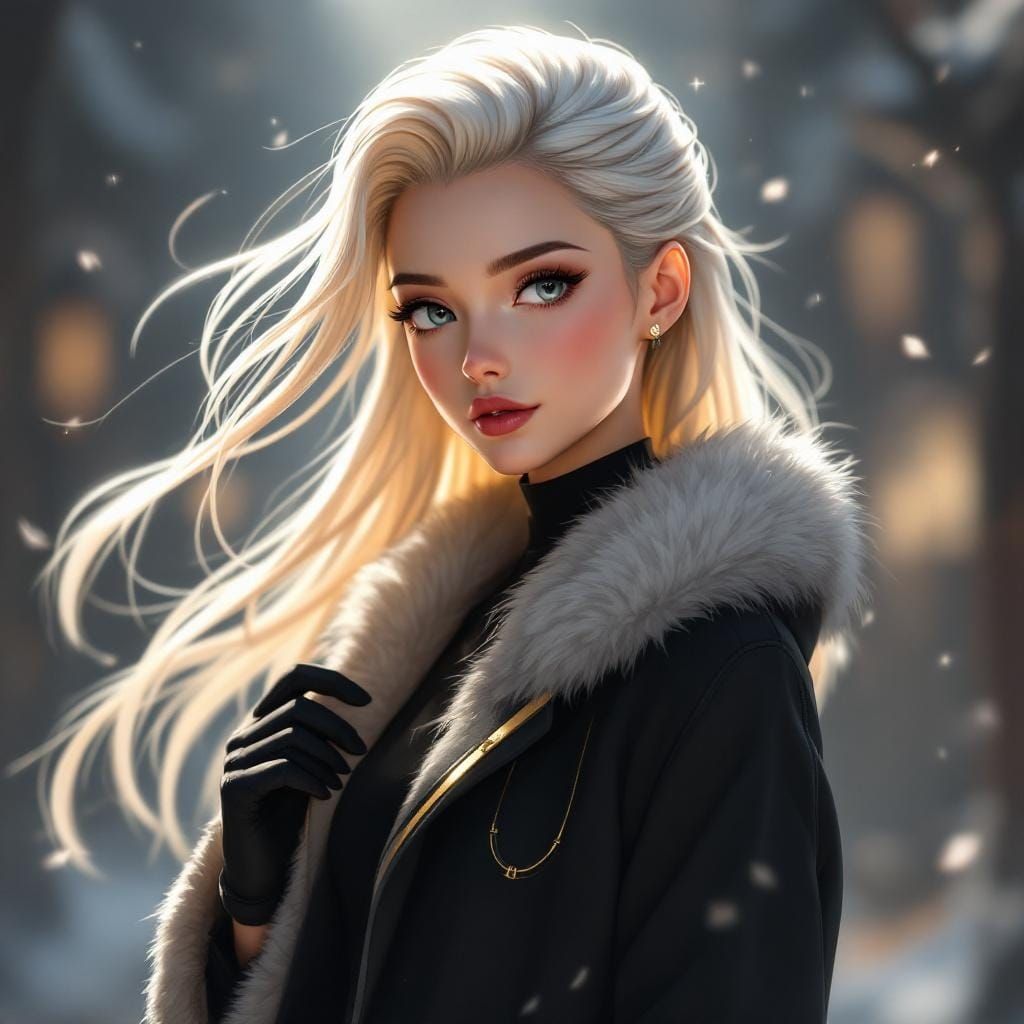 Cynthia from Pokemon in Detailed Anime Style