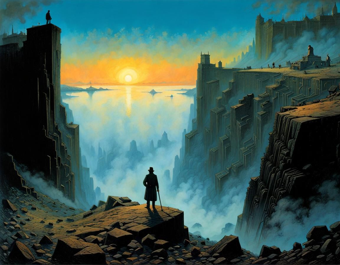 Surreal Quarry Vista Inspired by Dark Masters