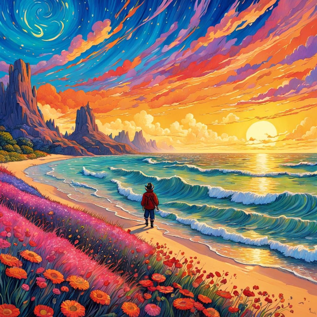 Fairytale Sci-Fi Illustration in Van Gogh Style