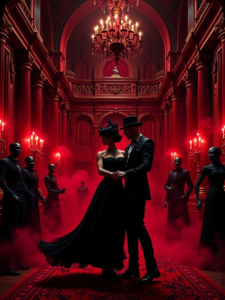 Gothic Ballroom Dance with Devilish Silhouettes