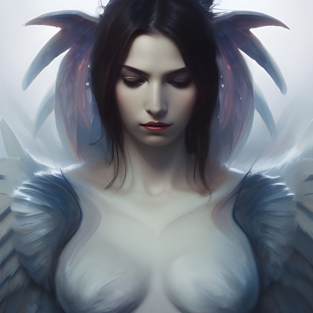 Demonic Angel Portrait in Hyperdetailed Style
