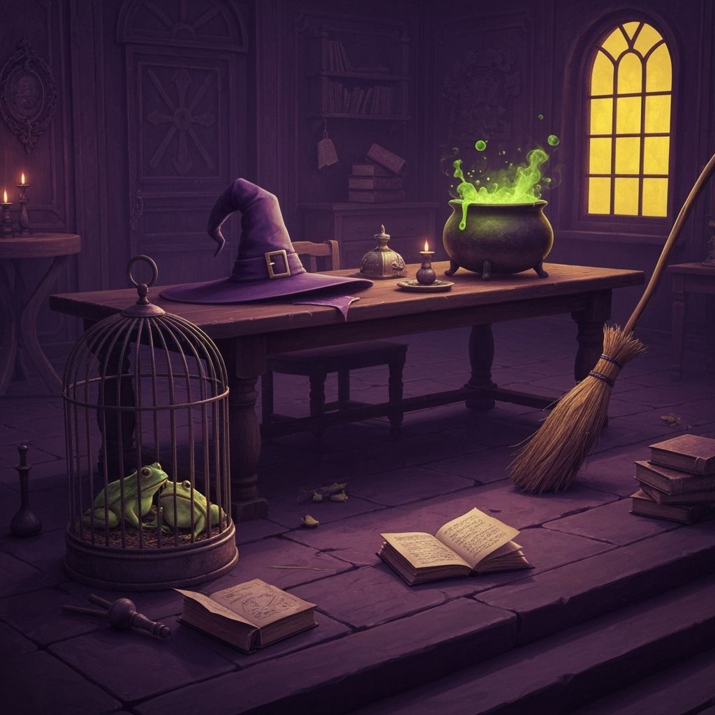 Witch's Haunted Lair With Bubbling Cauldron