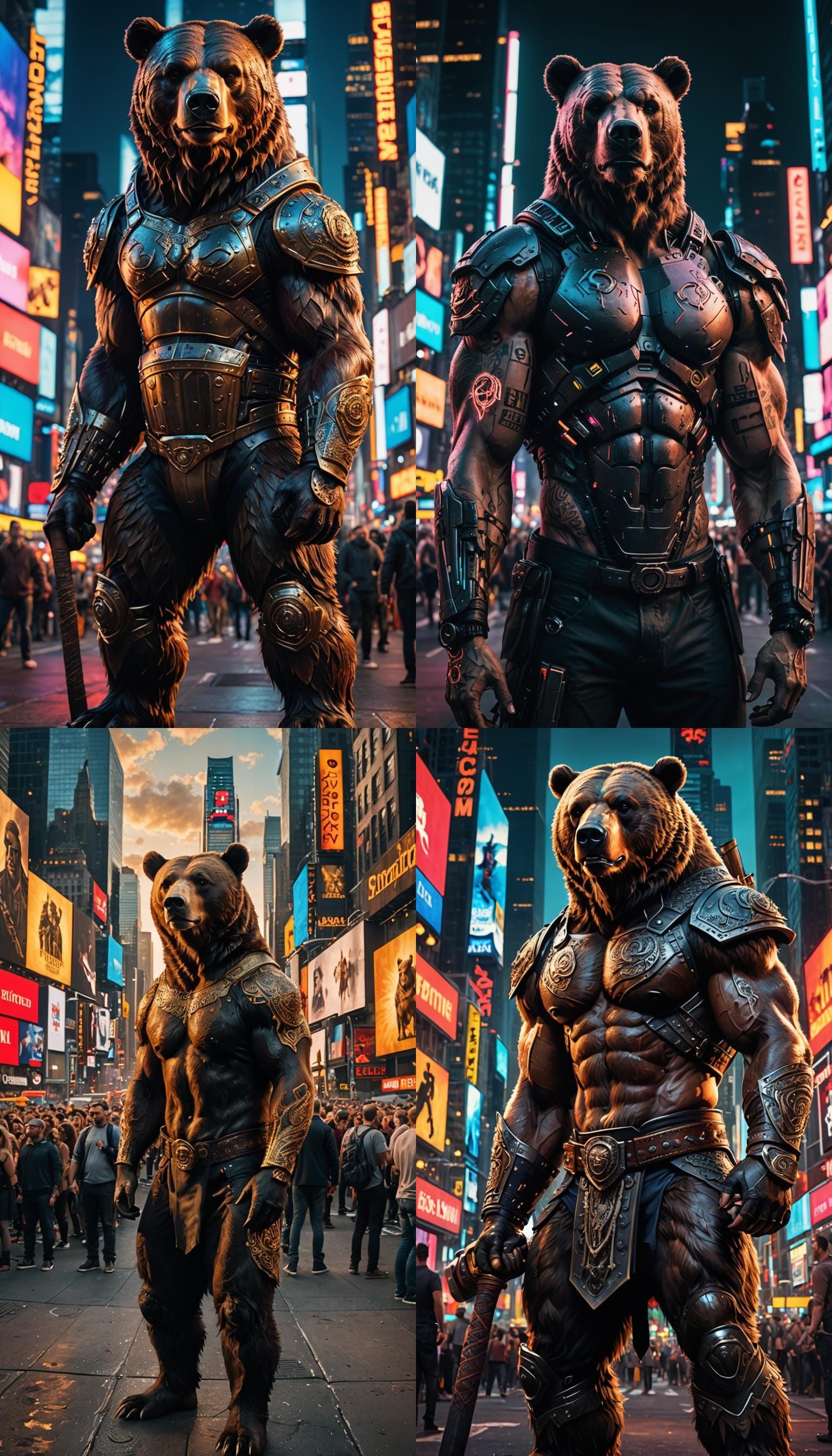 Bear Gladiator Dominates Times Square