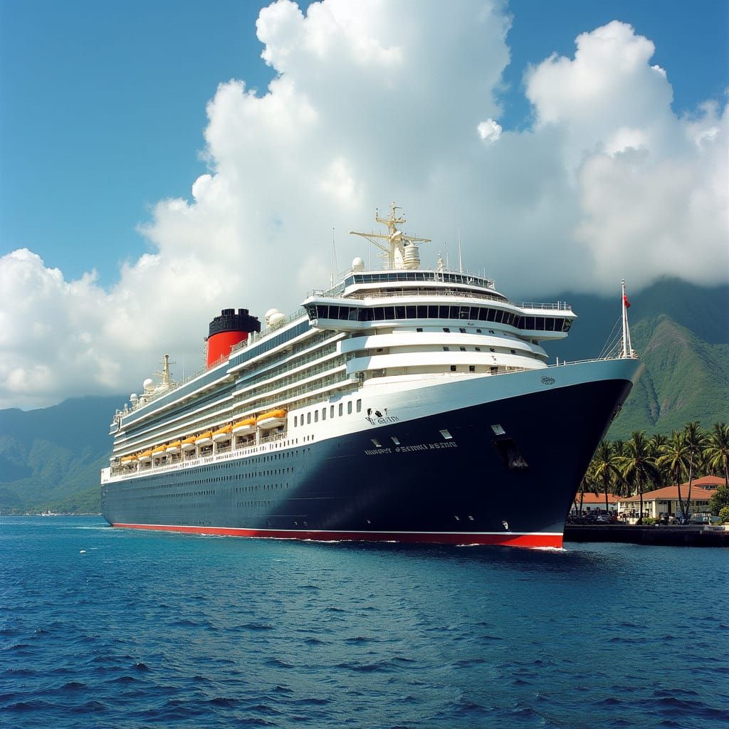 HMS Queen Mary II in a Hawaiian port