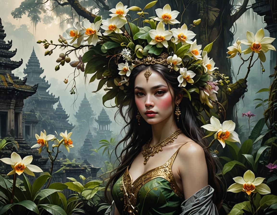 Enchanted Jungle Scene in Mixed-Media Style