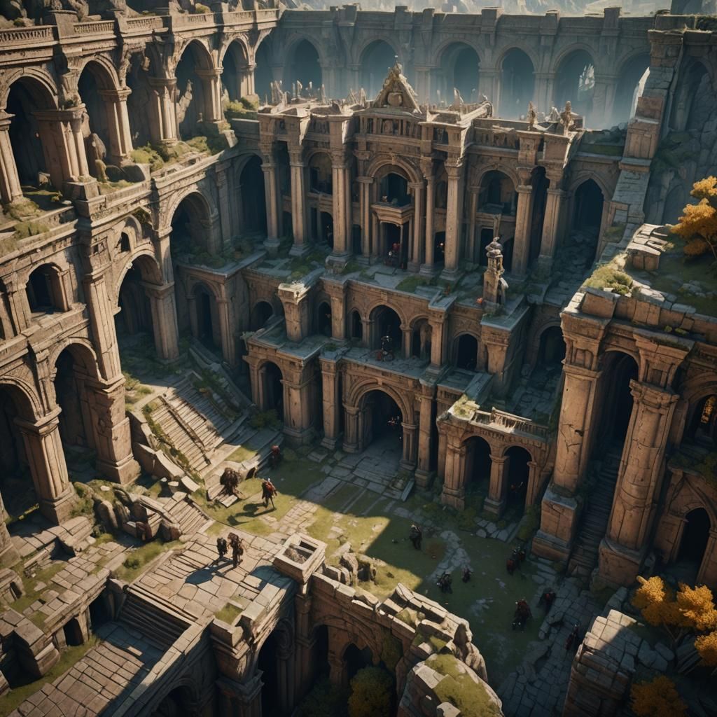 Hunting Scene in Colosseum: Detailed Matte Painting