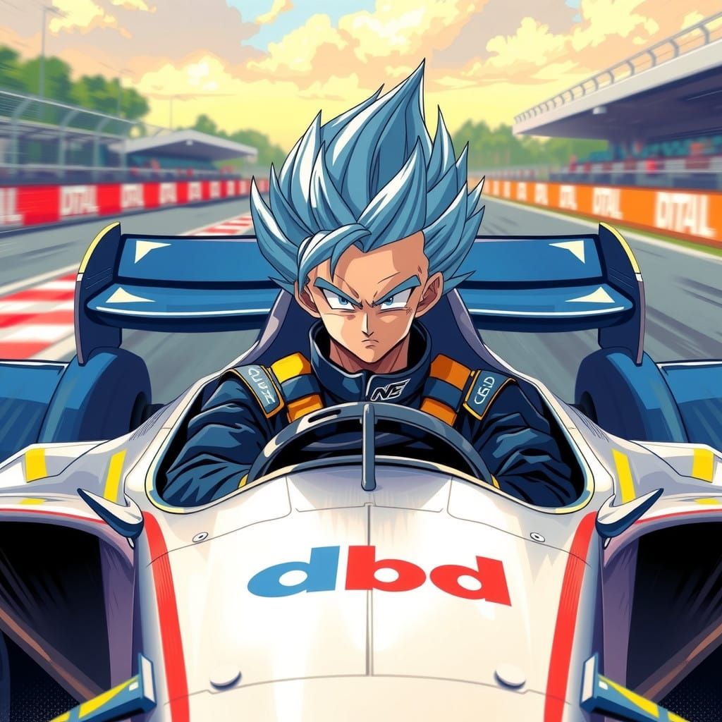 Formula 1 Driver as Super Saiyan Blue Goku in Impressionisti...