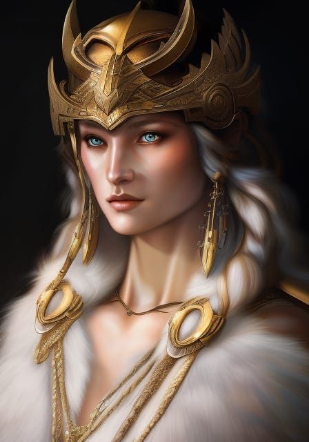 Valkyrie Goddess Portrait in Hyperdetailed Style