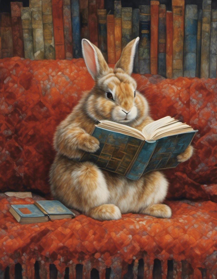 bunny reading a book