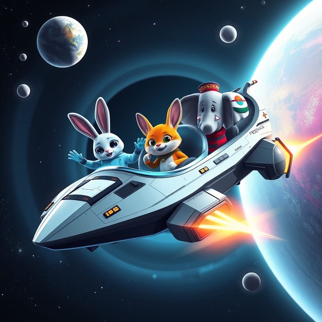 Futuristic Space Travelers Explore the Cosmos in Style