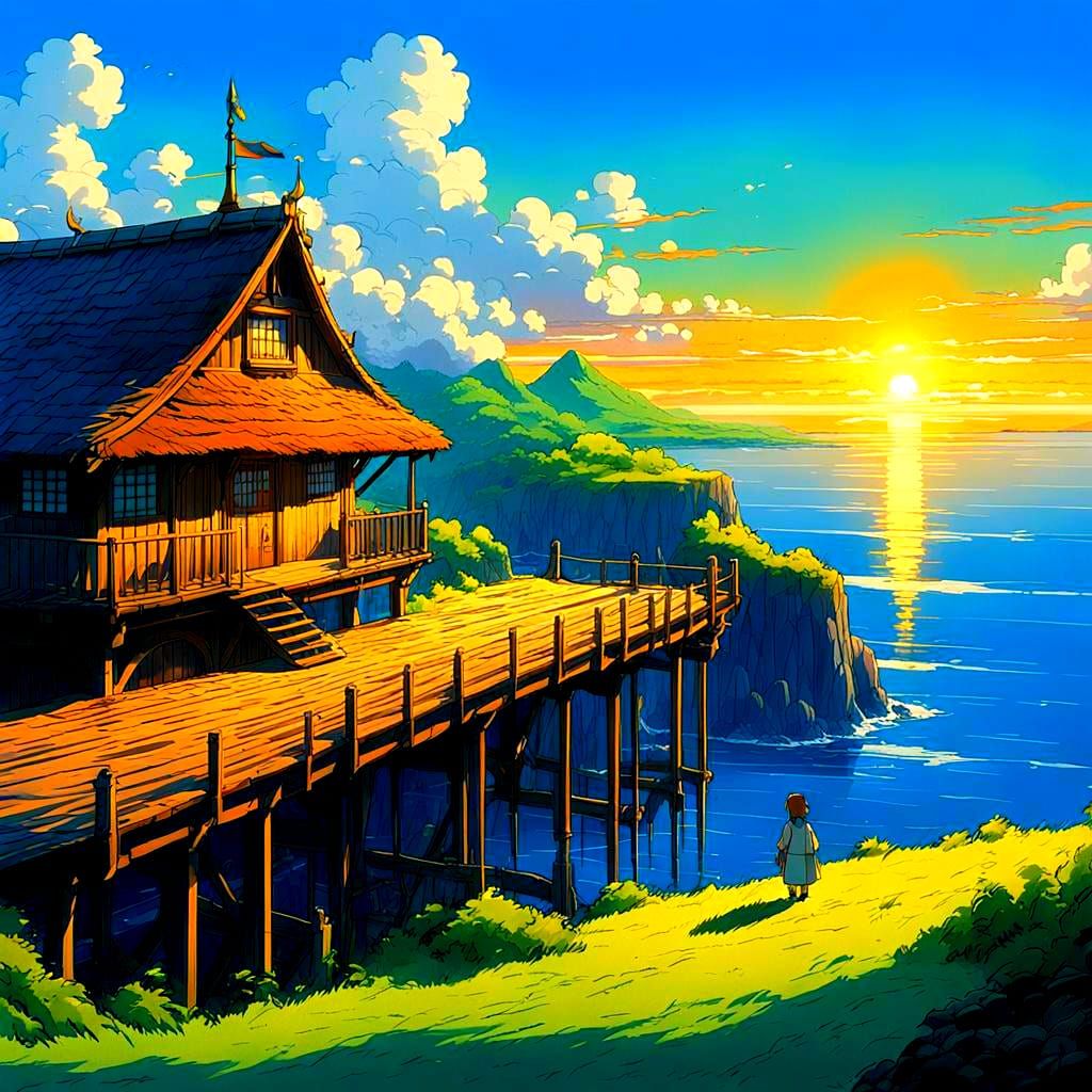 Chess at Sunset: Viking Princess, Ghibli Anime Style