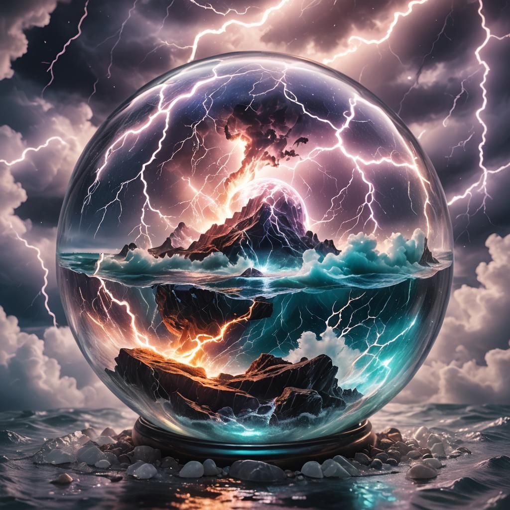 Lightning Storm in Glass Ball: Astral Illustration
