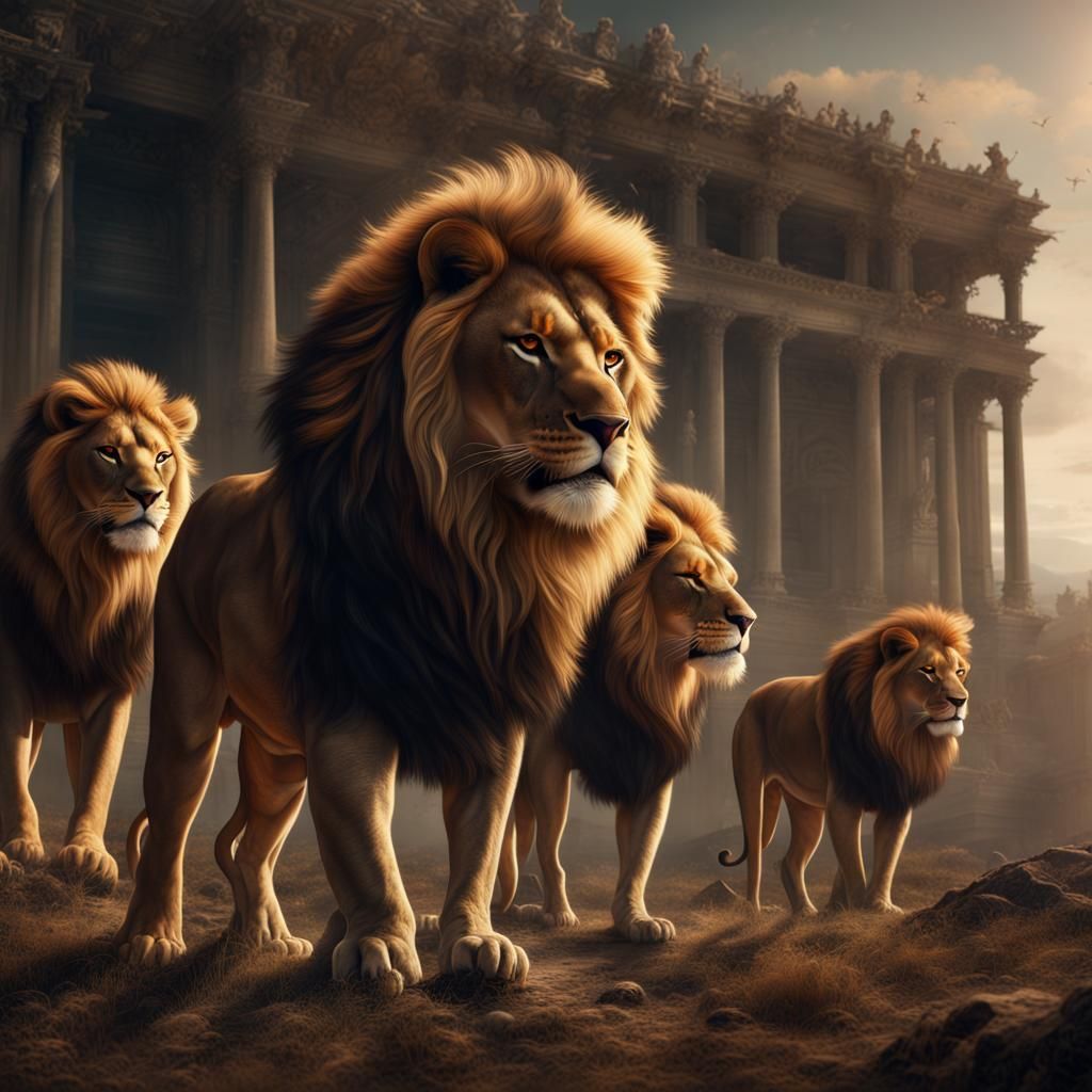 Lions Sporting Sunglasses in Digital Painting