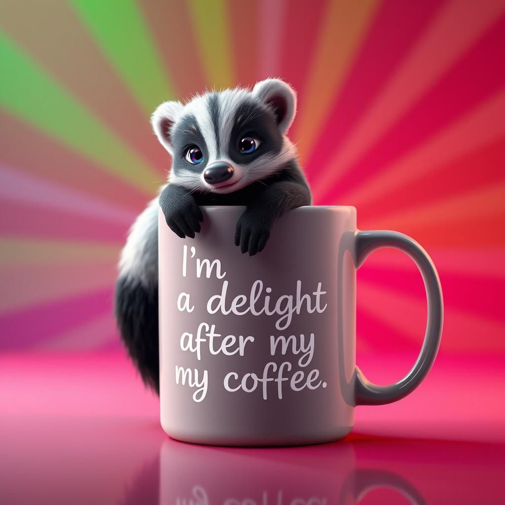 Funny Coffee Mug with Skunk in 3D Digital Art