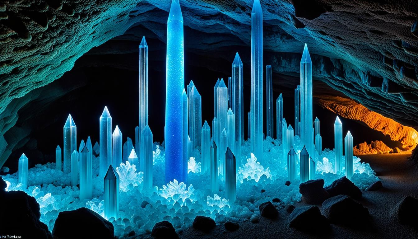 Crystal Cave Illuminated with Cool Colors