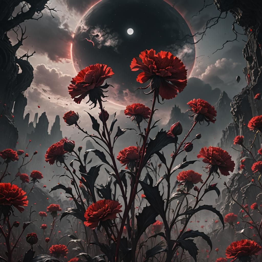 Blood-Red Carnation Under a Black Sun