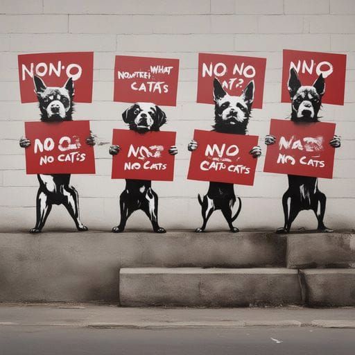 Banksy Style Dogs Protest Against Cats