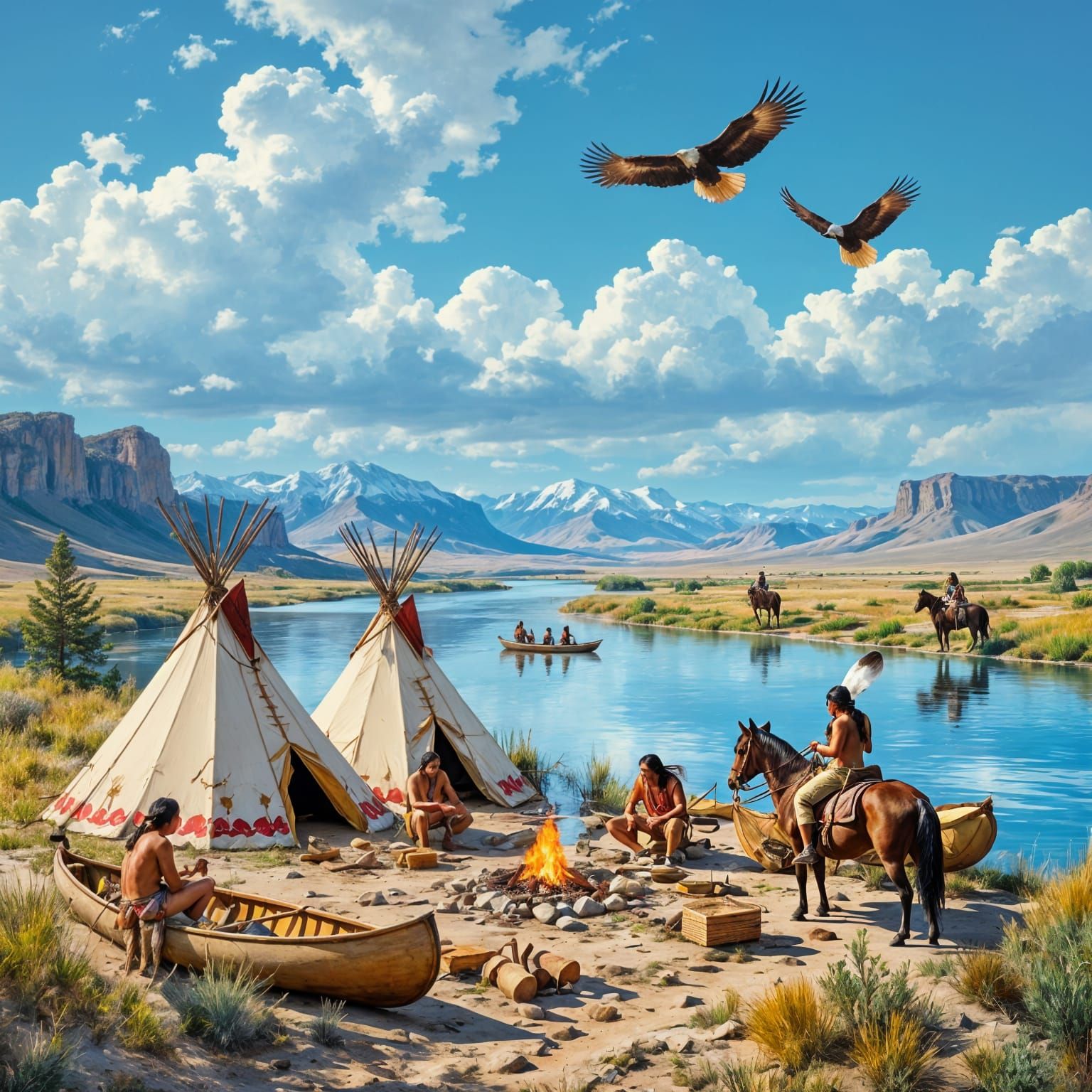 1870s Indian Encampment on the North Platte River