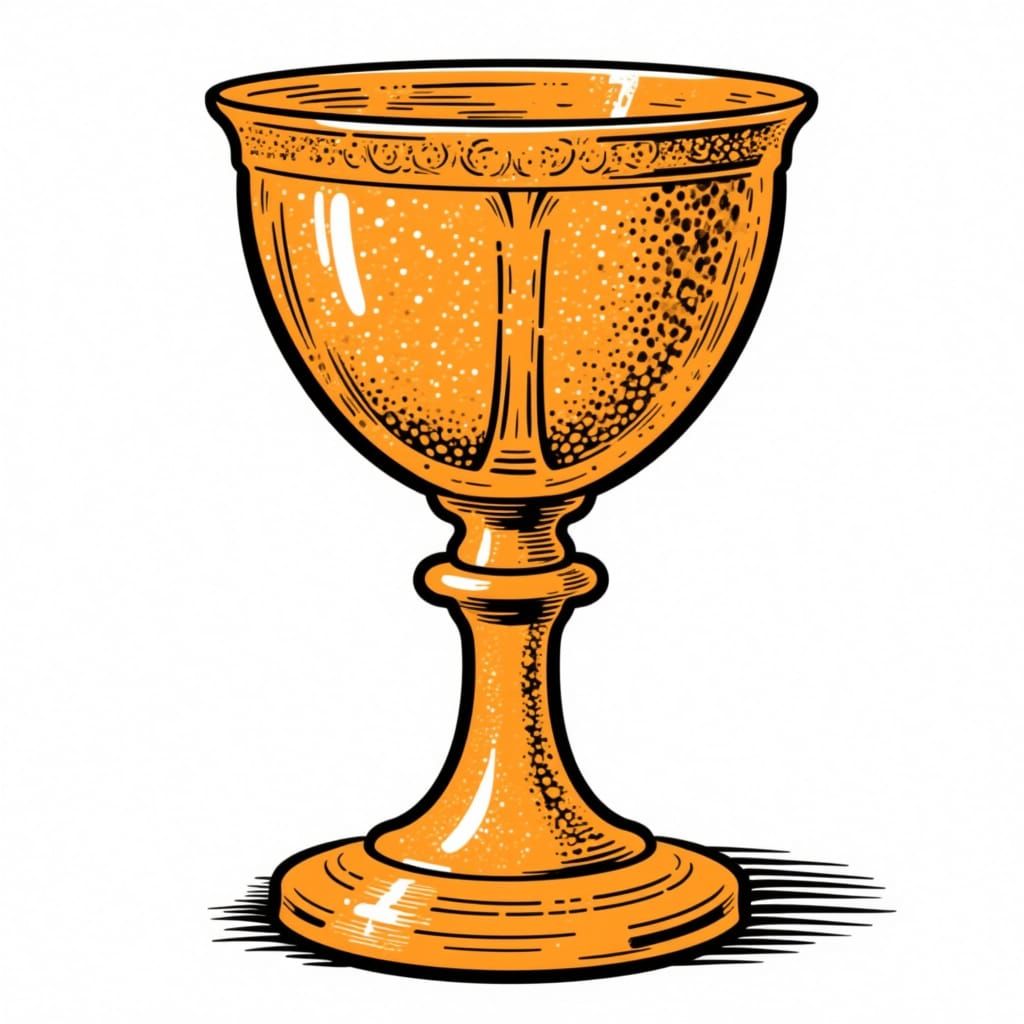 Golden Chalice Etched with Scenes of Struggle