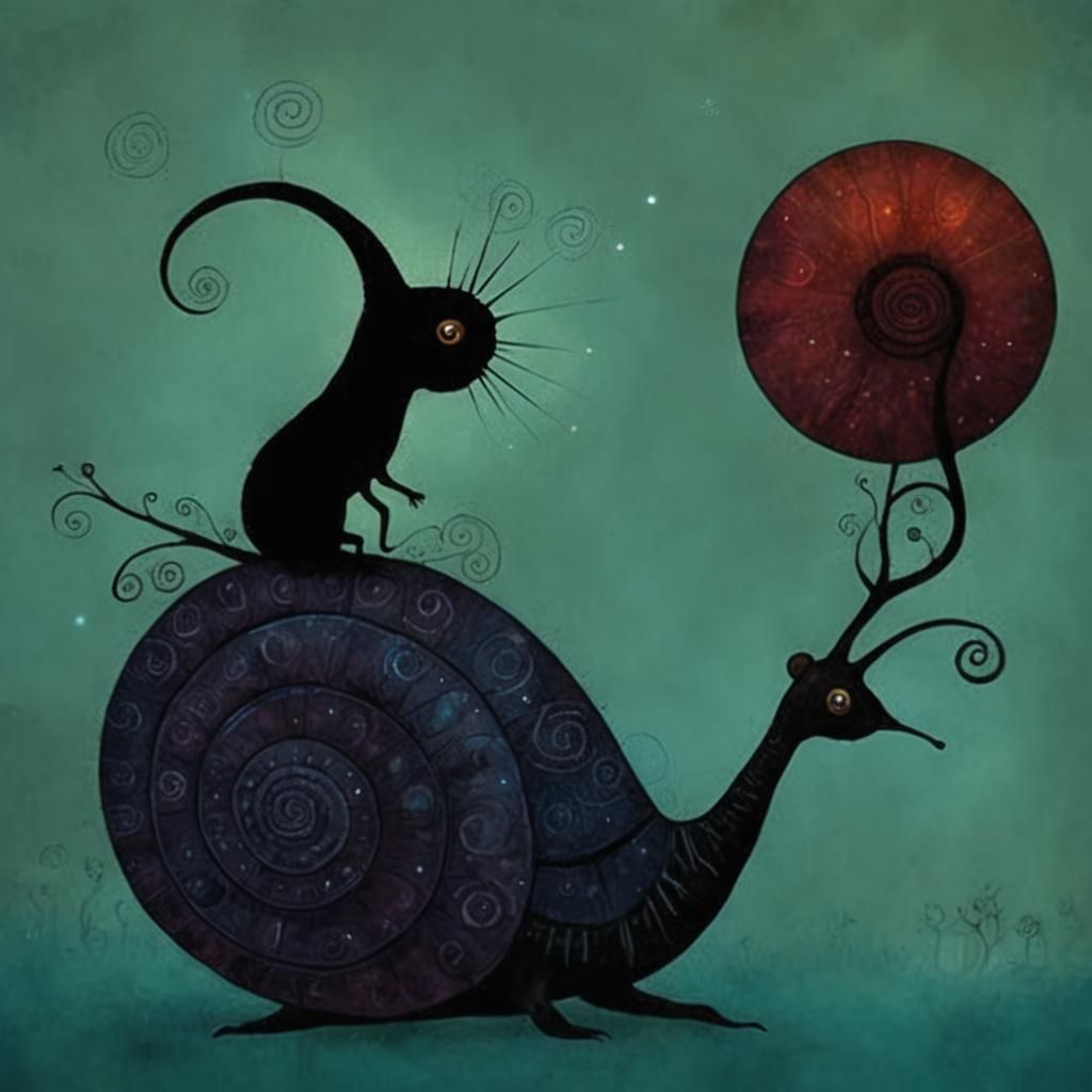 Surreal Snail in Dreamlike Forest