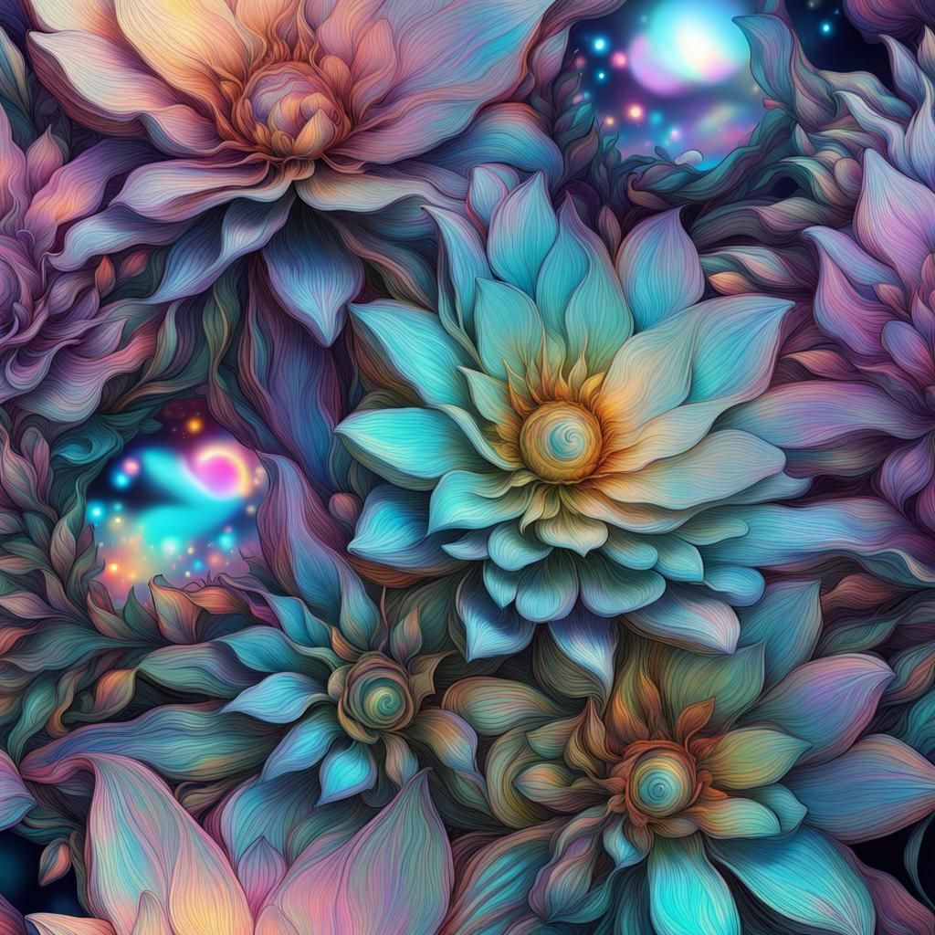 Holographic Palladium Flowers in Cosmic Illustration