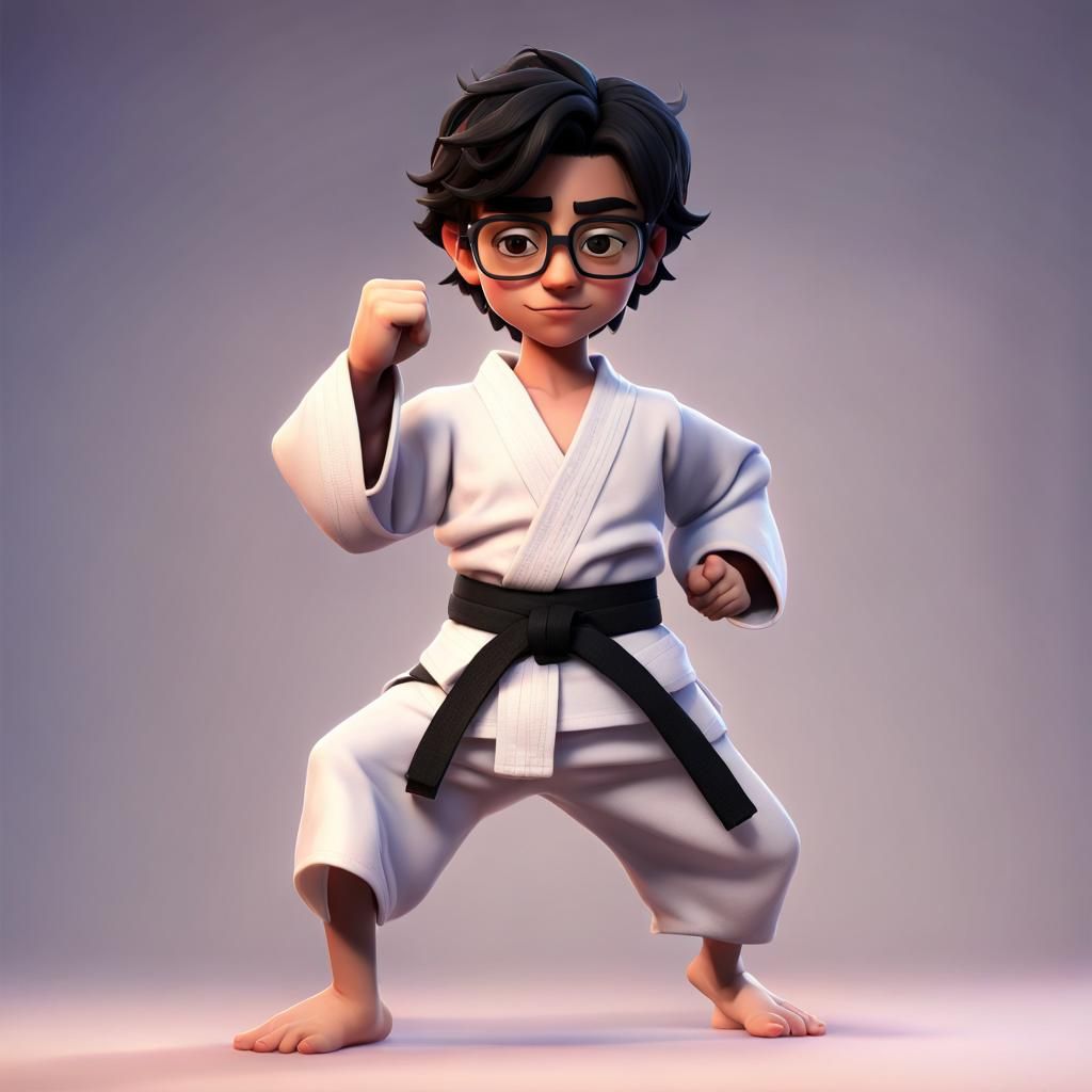 Karate Student Strikes: 3D Digital Art
