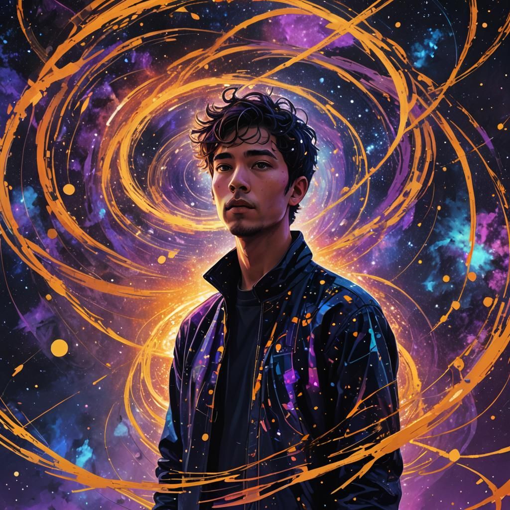 Digital Architect in Cosmic Void: Matte Painting