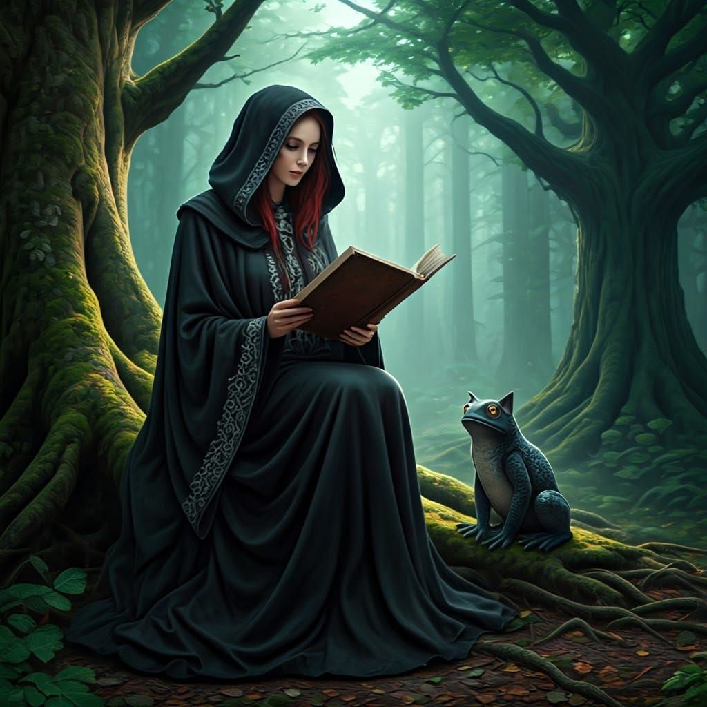 Grim Reaper Goddess in Mystical Forest