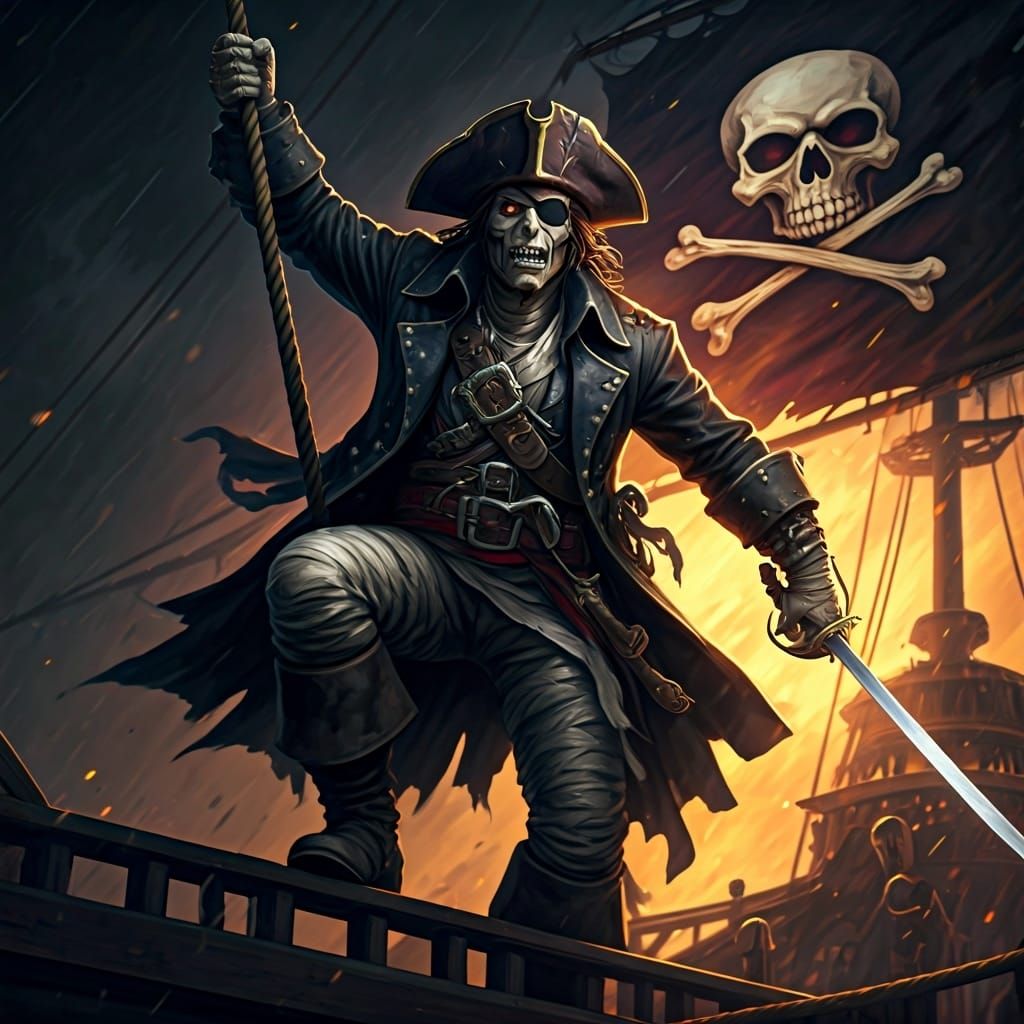 Pirate Mummy Masterpiece on Ship Rigging