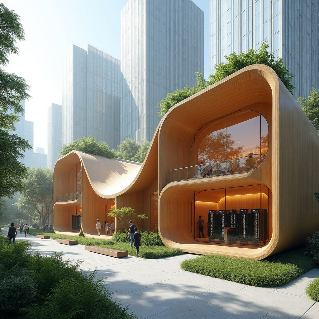 Futuristic Organic Data Center in Urban Setting