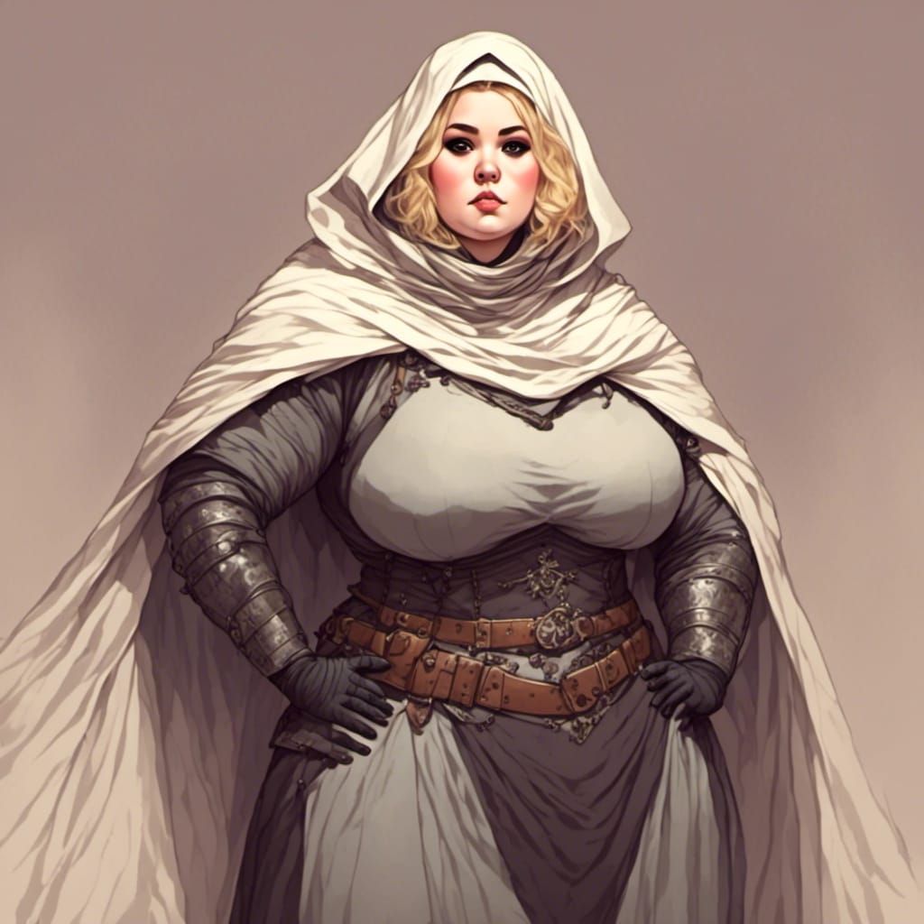 Curvy Armored Captain with Cape in Digital Art