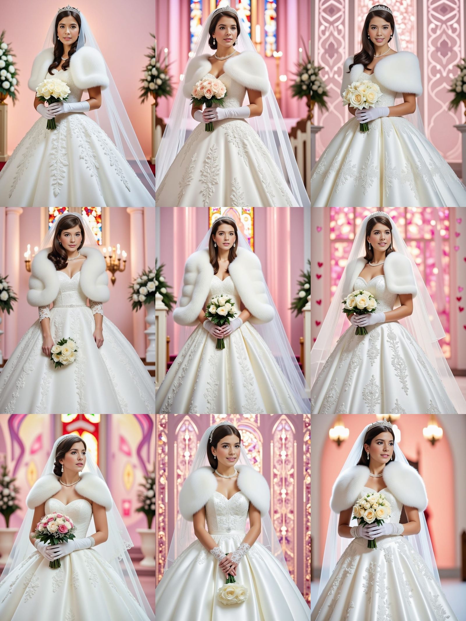 Elegant Bride in White Satin and Tulle Gown