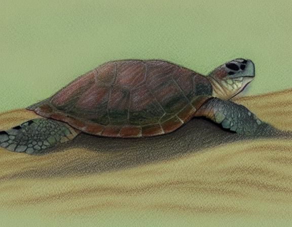 Kemps-Ridley Sea Turtle Nest: Colored Pencil Sketch