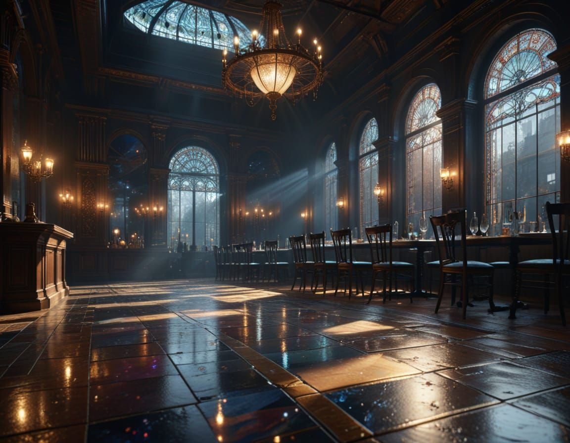 Victorian Restaurant with Stained Glass Mosaic in Unreal Eng...