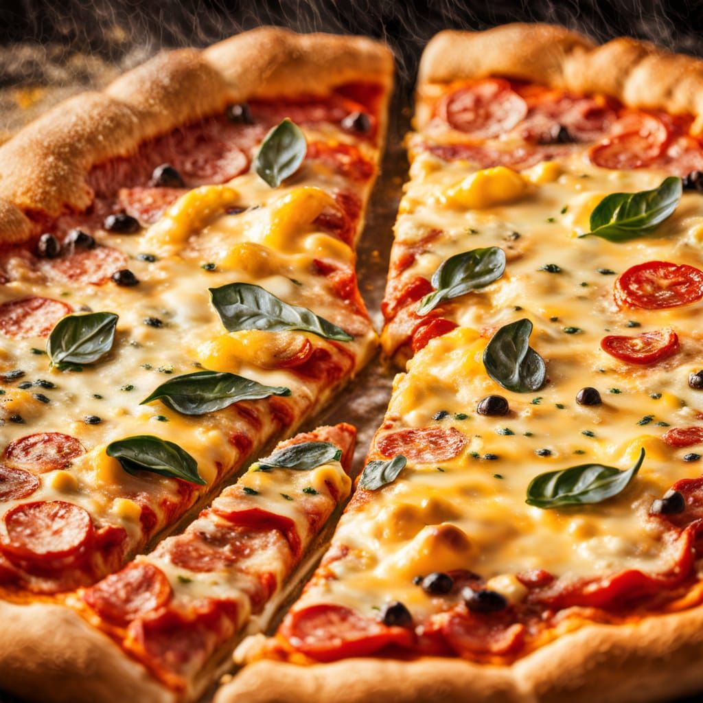 Impressionist Pizza with Melting Cheese Details